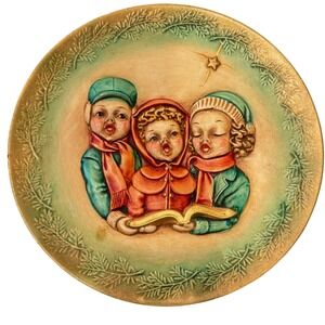 Vintage Christmas Caroler Plate Ceramic Children Singing Wall Art
1950's